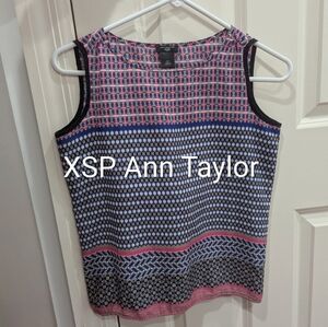 Ann Taylor Women's Sleeveless Top - Pink and Blue